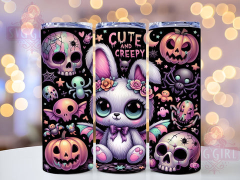 Cute And Creepy 20oz Tumbler Wrap Sublimation Design, Straight Tapered Tumbler Wrap, Pastel Goth Tumbler Png, Instant Digital Download Sublimation SvggirlplusArt 