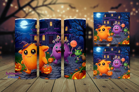 Cute and Creepy Monsters Tumbler Wrap | Halloween Tumbler Wrap for Sublimation Sublimation Sublimatiz Designs 