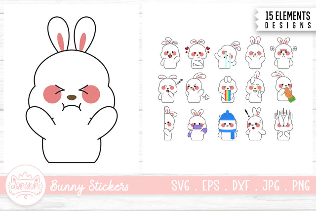 Cute and Funny Bunny Clipart Bundle SVG dapiyupi store 