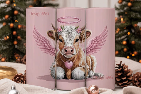 Cute Angel Cow Calf 20oz Tumbler Design Sublimation DesignSVG 