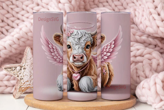 Cute Angel Cow Calf 20oz Tumbler Design Sublimation DesignSVG 