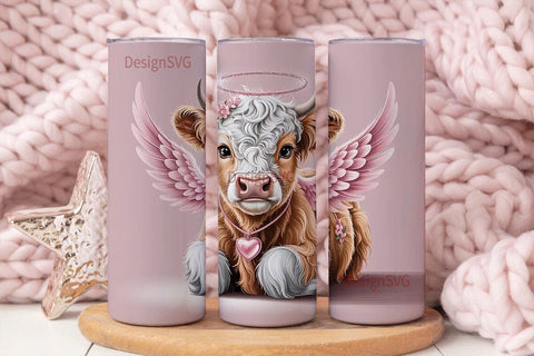 Cute Angel Cow Calf 20oz Tumbler Design Sublimation DesignSVG 