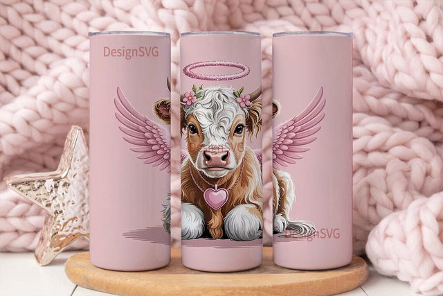 Cute Angel Cow Calf 20oz Tumbler Design Sublimation DesignSVG 