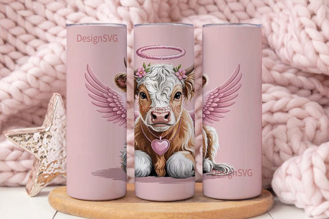 Cute Angel Cow Calf 20oz Tumbler Design Sublimation DesignSVG 