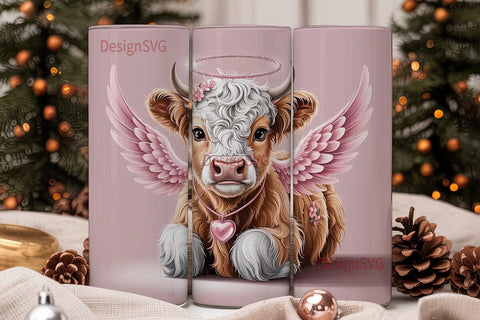 Cute Angel Cow Calf 20oz Tumbler Design Sublimation DesignSVG 