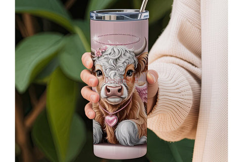 Cute Angel Cow Calf 20oz Tumbler Design Sublimation DesignSVG 