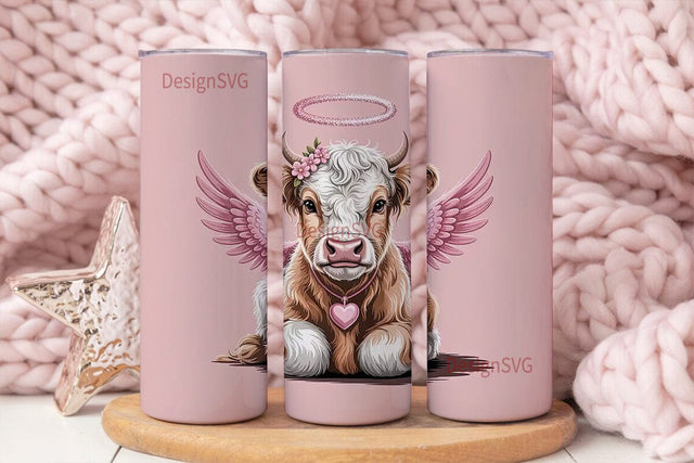 Cute Angel Cow Calf 20oz Tumbler Design Sublimation DesignSVG 