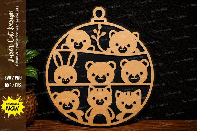 Cute Animal Ornament Laser Cut SVG Kids Nursery Decor SVG Regulrcrative 