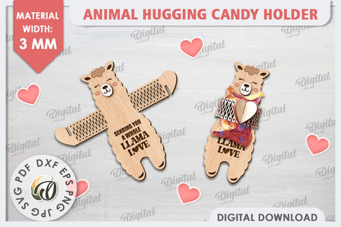 Cute Animals Candy Holders Laser Cut Bundle. Valentines Gift SVG Evgenyia Guschina 