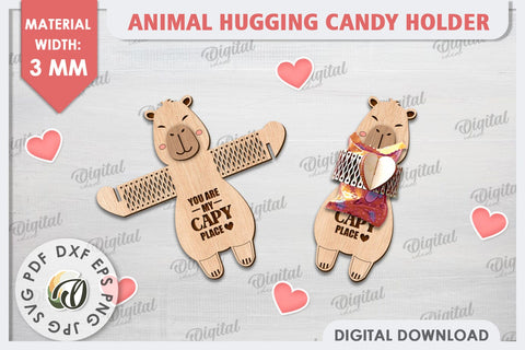 Cute Animals Candy Holders Laser Cut Bundle. Valentines Gift SVG Evgenyia Guschina 