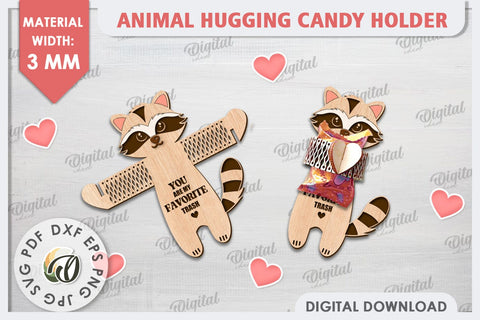Cute Animals Candy Holders Laser Cut Bundle. Valentines Gift SVG Evgenyia Guschina 
