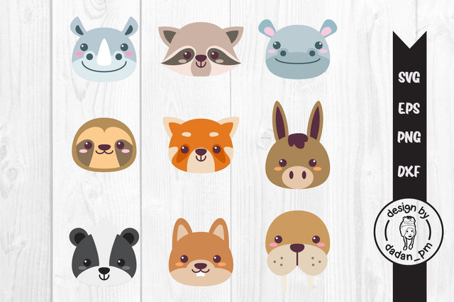 Cute animals face cartoon svg SVG dadan_pm 