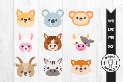 Cute animals face cartoon svg SVG dadan_pm 