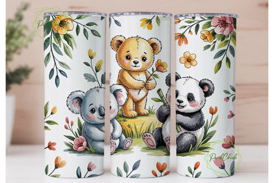 Cute Animals Tumbler Wrap PNG Sublimation PixelChick 