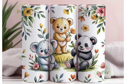 Cute Animals Tumbler Wrap PNG Sublimation PixelChick 