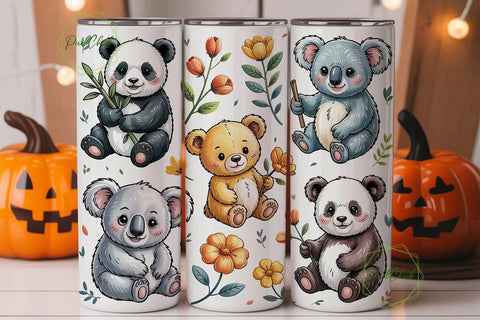 Cute Animals Tumbler Wrap PNG Sublimation PixelChick 
