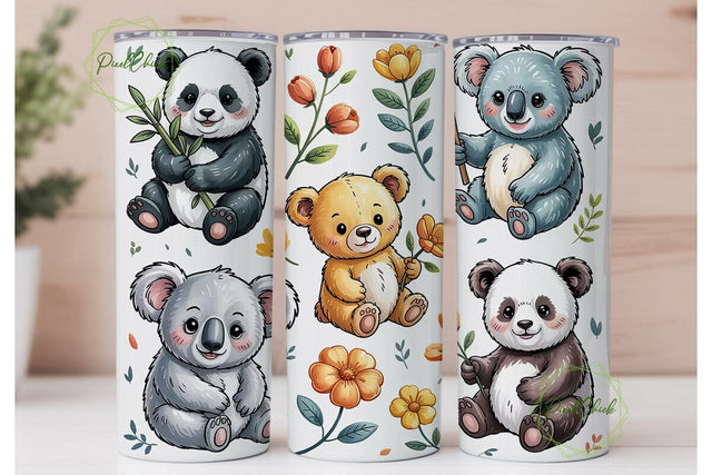Cute Animals Tumbler Wrap PNG Sublimation PixelChick 