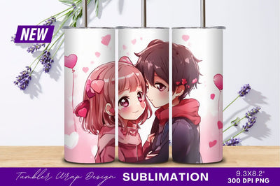 Cute anime couple in love illustration tumbler png Sublimation Regulrcrative 