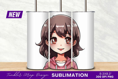 Cute anime girl cartoon character tumbler png Sublimation Regulrcrative 