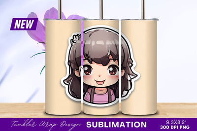 Cute anime girl illustration for tumbler png Sublimation Regulrcrative 