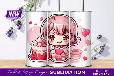 Cute anime girl valentines day pink aesthetic Sublimation Regulrcrative 
