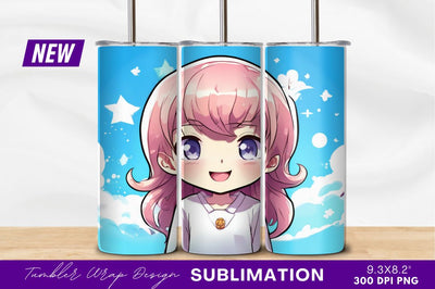 Cute anime girl with pink hair Sublimation Regulrcrative 