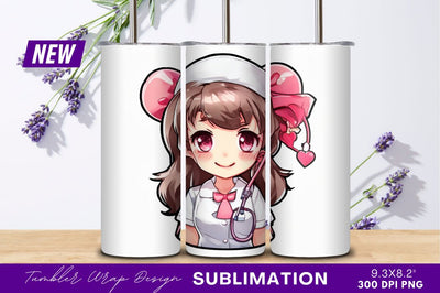 Cute Anime Nurse Character Tumbler Png Sublimation Regulrcrative 