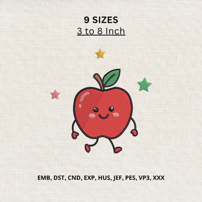 Cute Apple Character Machine Embroidery Design – Back to School Apple Embroidery File Embroidery/Applique DESIGNS PatternFeed8 