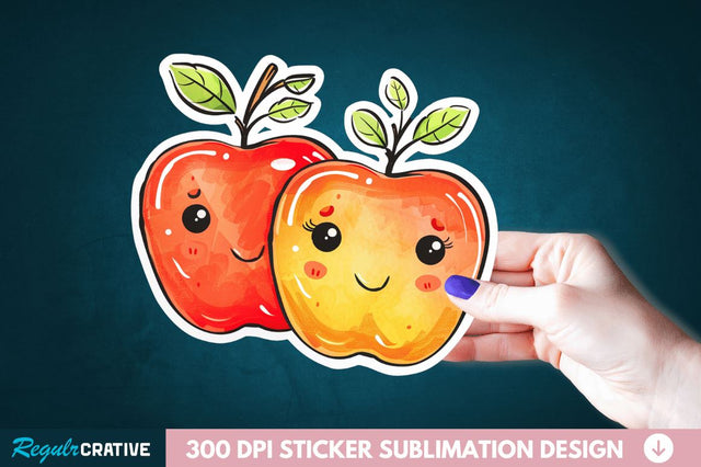 Cute Apple Couple Sticker Clipart Sublimation Regulrcrative 