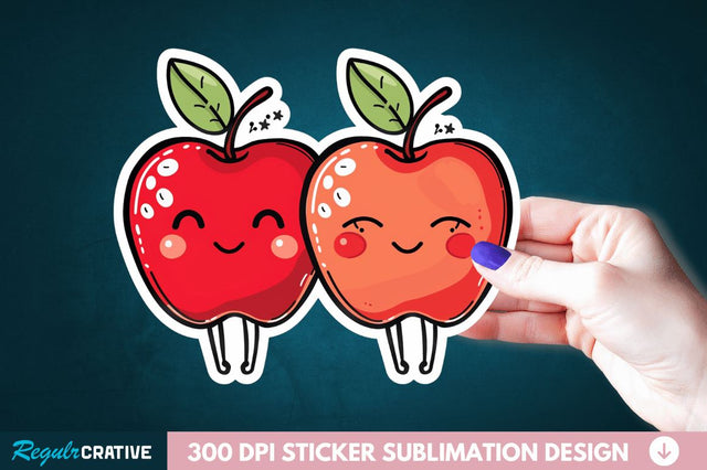 Cute Apple Couple Sticker Clipart Sublimation Regulrcrative 