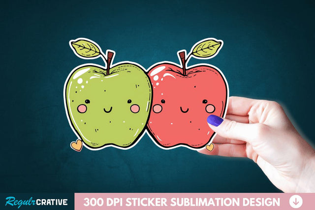 Cute Apple Couple Sticker Clipart Sublimation Regulrcrative 