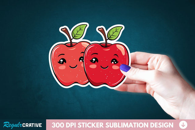 Cute Apple Couple Sticker Clipart Sublimation Regulrcrative 
