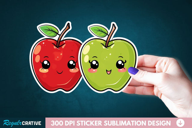 Cute Apple Couple Sticker Clipart Sublimation Regulrcrative 