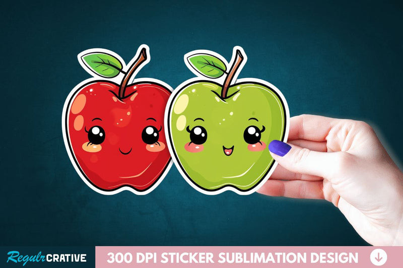Cute Apple Couple Sticker Clipart Sublimation Regulrcrative 