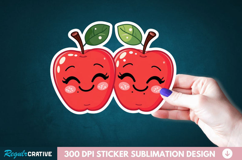 Cute Apple Couple Sticker Clipart Sublimation Regulrcrative 