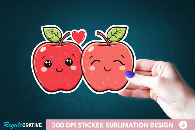 Cute Apple Couple Sticker Clipart Sublimation Regulrcrative 