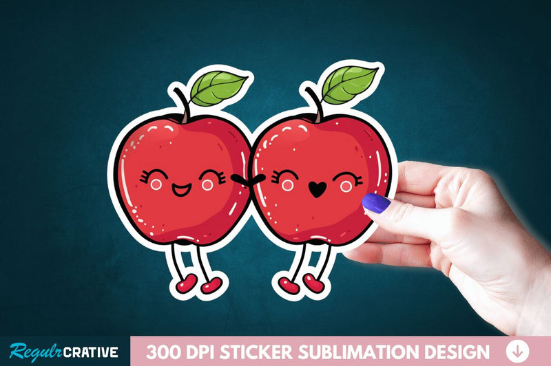 Cute Apple Couple Sticker Clipart Sublimation Regulrcrative 