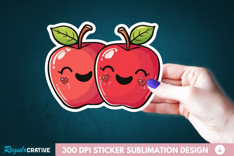 Cute Apple Couple Sticker Clipart Sublimation Regulrcrative 