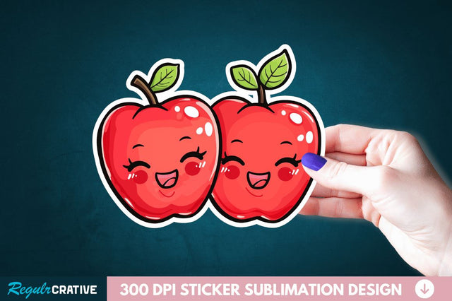 Cute Apple Couple Sticker Clipart Sublimation Regulrcrative 