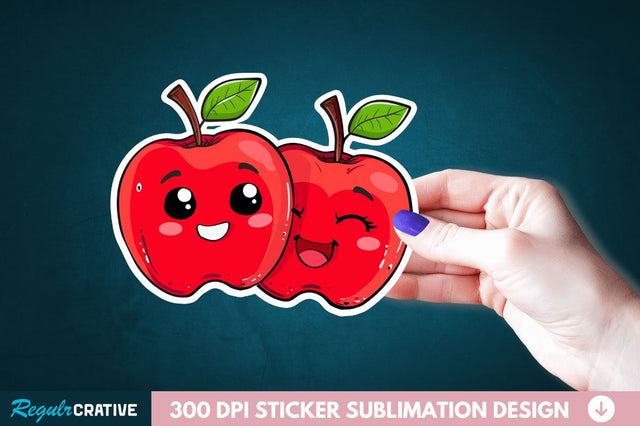 Cute Apple Couple Sticker Clipart Sublimation Regulrcrative 