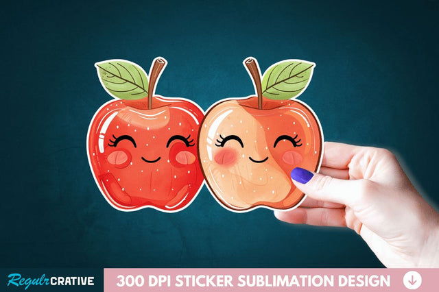 Cute Apple Couple Sticker Clipart Sublimation Regulrcrative 