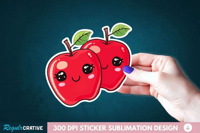 Cute Apple Couple Sticker Clipart Sublimation Regulrcrative 