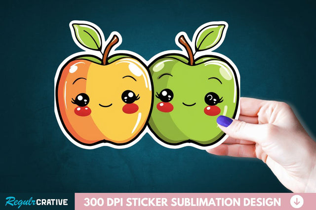 Cute Apple Couple Sticker Clipart Sublimation Regulrcrative 