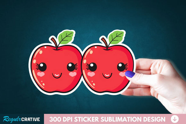 Cute Apple Couple Sticker Clipart Sublimation Regulrcrative 