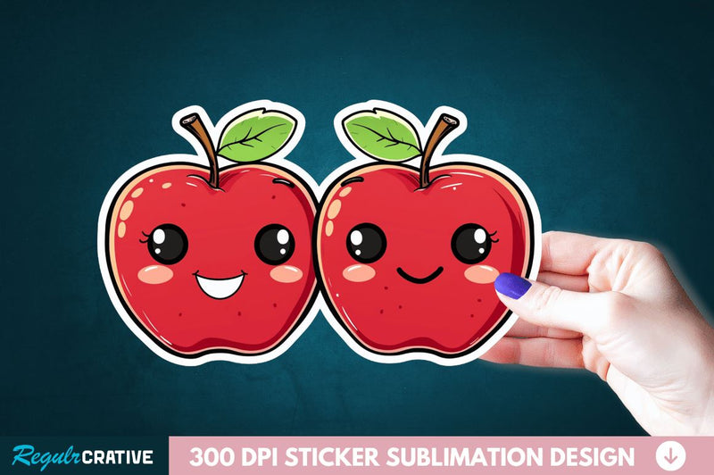 Cute Apple Couple Sticker Clipart Sublimation Regulrcrative 