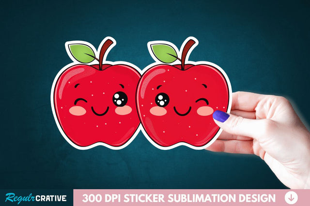 Cute Apple Couple Sticker Clipart Sublimation Regulrcrative 