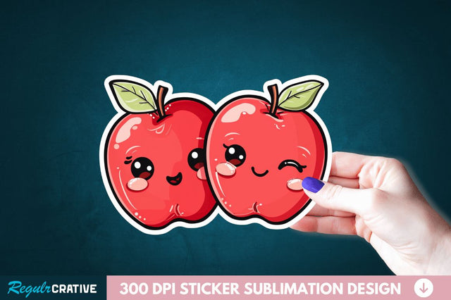 Cute Apple Couple Sticker Clipart Sublimation Regulrcrative 