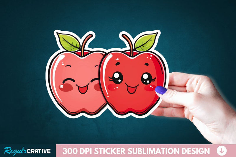 Cute Apple Couple Sticker Clipart Sublimation Regulrcrative 