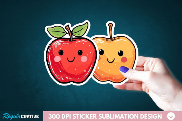 Cute Apple Couple Sticker Clipart Sublimation Regulrcrative 