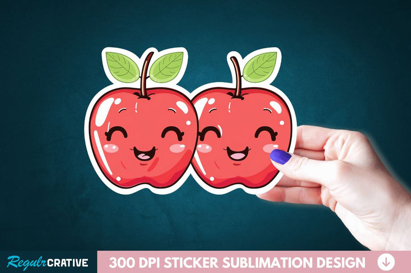Cute Apple Couple Sticker Clipart Sublimation Regulrcrative 